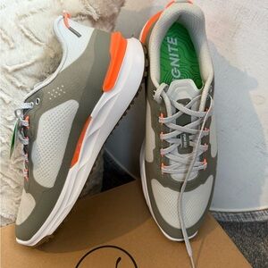 Puma Men's Gray and Orange Ignite Run Golf Sneakers